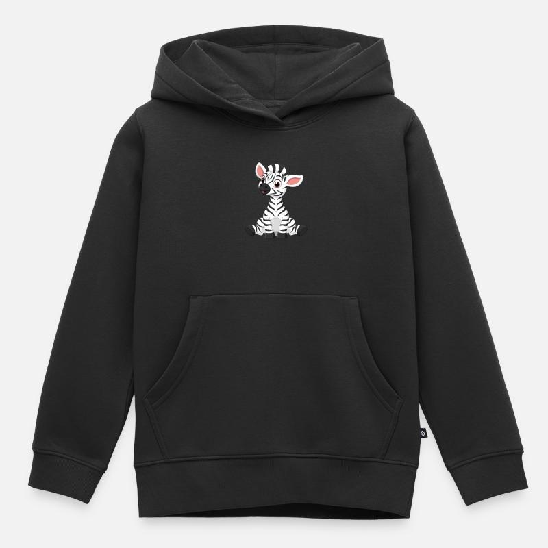Zèbre - Sweat Premium à capuche enfant bio - noir