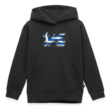 Griechenland Flagge griechische Fahne Fabklecks - Kinder Premium Organic Hoodie - Schwarz - Vorne - AI Model Kid Male (0cm)