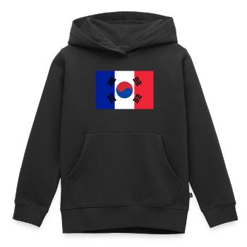 France Korea - Kids Premium Organic Hoodie - black - Front - AI Model Kid Male (0cm)