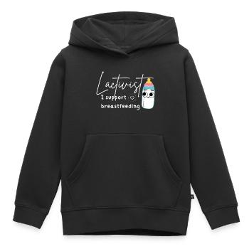 Drôle de consultante en lactation soutien à l’allaitement - Sweat Premium à capuche enfant bio - noir - Devant - AI Model Kid Male (0cm)