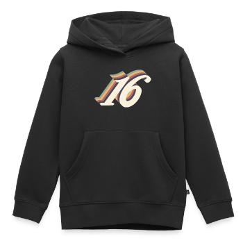 16e anniversaire vintage - Sweat Premium à capuche enfant bio - noir - Devant - AI Model Kid Male (0cm)