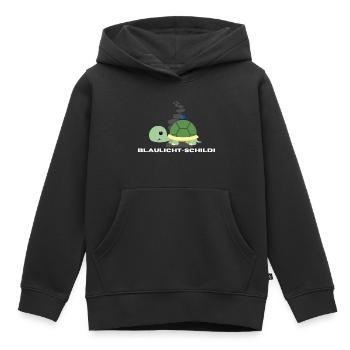 Blaulicht-Schildi mit Weg | Geschenk, Geschenkidee - Kinder Premium Organic Hoodie - Schwarz - Vorne - AI Model Kid Male (0cm)