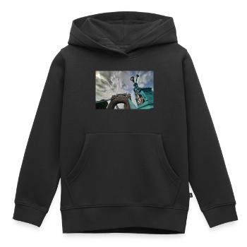 Tower Bridge Londres avec ciel nuageux - Sweat Premium à capuche enfant bio - noir - Devant - AI Model Kid Male (0cm)