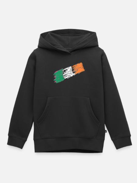 Irland Flagge Kursiv - Kinder Premium Organic Hoodie - Schwarz