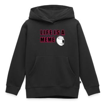 Das Leben ist ein Meme - Kinder Premium Organic Hoodie - Schwarz - Vorne - AI Model Kid Male (0cm)
