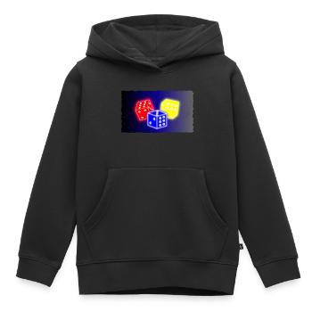 Lancer des dés - Sweat Premium à capuche enfant bio - noir - Devant - AI Model Kid Male (0cm)