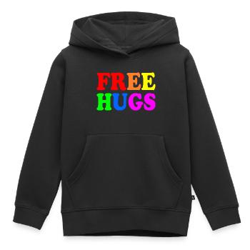 Free hugs - Sweat Premium à capuche enfant bio - noir - Devant - AI Model Kid Male (0cm)