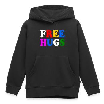 Free hugs - Sweat Premium à capuche enfant bio - noir - Devant - AI Model Kid Male (0cm)