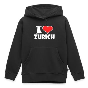 Zurich - Sweat Premium à capuche enfant bio - noir - Devant - AI Model Kid Male (0cm)
