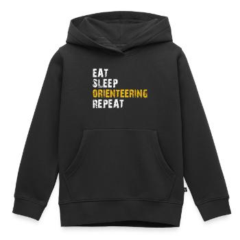 manger sommeil Course d’orientation - Sweat Premium à capuche enfant bio - noir - Devant - AI Model Kid Male (0cm)