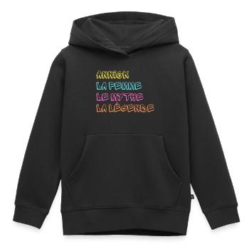ANNICK LA FEMME LE MYTHE LA LÉGENDE - Sweat Premium à capuche enfant bio - noir - Devant - AI Model Kid Male (0cm)