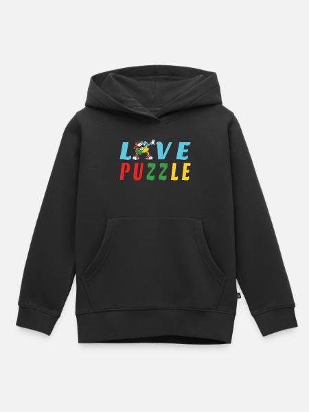Liebe Puzzle - Kinder Premium Organic Hoodie - Schwarz
