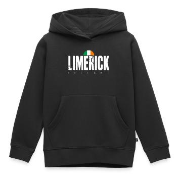Design details required - Kids Premium Organic Hoodie - black - Front - AI Model Kid Male (0cm)