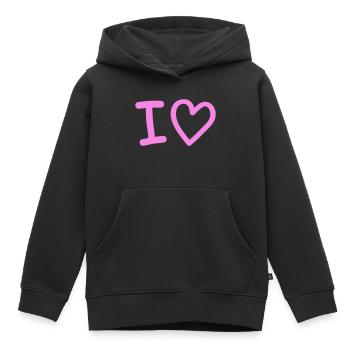 J’adore la silhouette du cœur - Sweat Premium à capuche enfant bio - noir - Devant - AI Model Kid Male (0cm)