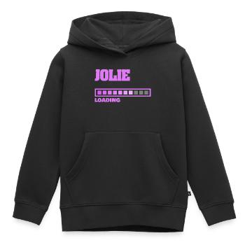 Jolie en naissance - Sweat Premium à capuche enfant bio - noir - Devant - AI Model Kid Male (0cm)