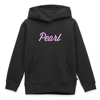 Pearl Stylized Text - Kids Premium Organic Hoodie - black - Front - AI Model Kid Male (0cm)