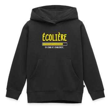 Écolière en cours de chargement humour rentrée - Sweat Premium à capuche enfant bio - noir - Devant - AI Model Kid Male (0cm)