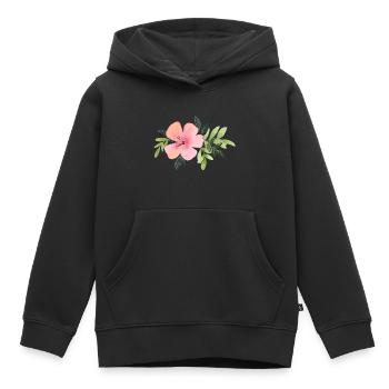 Pinke Blume - Kinder Premium Organic Hoodie - Schwarz - Vorne - AI Model Kid Male (0cm)