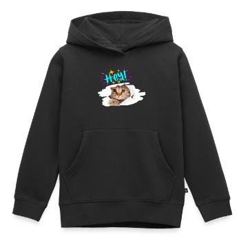 Hey cute kitten. Sweet Cat saying hello. - Kids Premium Organic Hoodie - black - Front - AI Model Kid Male (0cm)