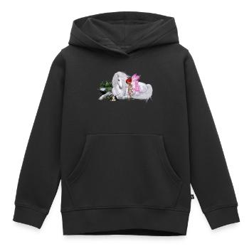Wunderbares Einhorn mit Fee - Kinder Premium Organic Hoodie - Schwarz - Vorne - AI Model Kid Male (0cm)