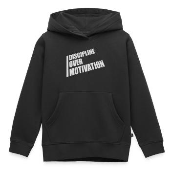 Citation de discipline sur la motivation - Sweat Premium à capuche enfant bio - noir - Devant - AI Model Kid Male (0cm)