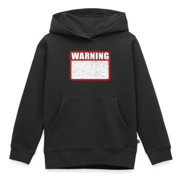 Panneau d’avertissement Avertissement en anglais - Sweat Premium à capuche enfant bio - noir - Devant - AI Model Kid Male (0cm)