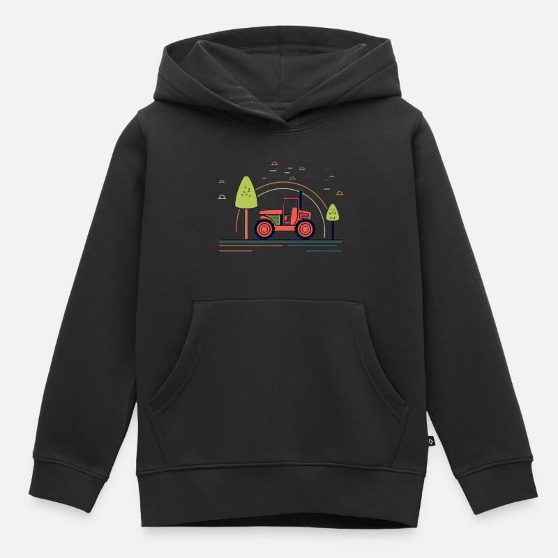 Tracteur - Sweat Premium à capuche enfant bio - noir