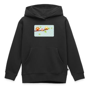 Petits hiboux avec astérisque menthe | Personnalisable - Sweat Premium à capuche enfant bio - noir - Devant - AI Model Kid Male (0cm)