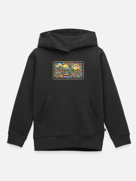 Medellin Columbia City Design - Kids Premium Organic Hoodie - black