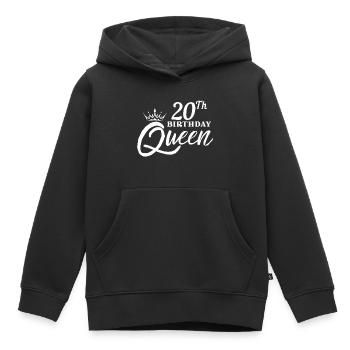 Reine du 20e anniversaire - Sweat Premium à capuche enfant bio - noir - Devant - AI Model Kid Male (0cm)