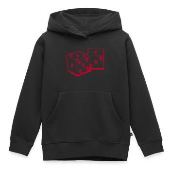 Mit Würfeln spielen (rot) - Kinder Premium Organic Hoodie - Schwarz - Vorne - AI Model Kid Male (0cm)