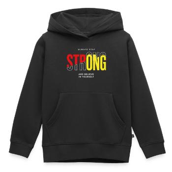 Stay Strong Typo with Confidence - Kids Premium Organic Hoodie - black - Front - AI Model Kid Male (0cm)