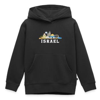 Israël - Sweat Premium à capuche enfant bio - noir - Devant - AI Model Kid Male (0cm)
