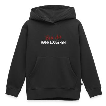 Bin da kann losegehen - Kinder Premium Organic Hoodie - Schwarz - Vorne - AI Model Kid Male (0cm)