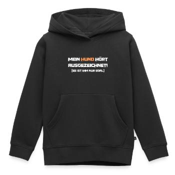 Lustiger Spruch Mein Hund hört ausgezeichnet - Kinder Premium Organic Hoodie - Schwarz - Vorne - AI Model Kid Male (0cm)
