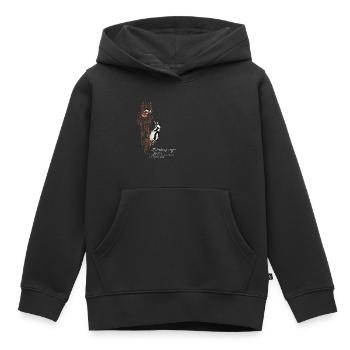 Pic tacheté avec des petits - Sweat Premium à capuche enfant bio - noir - Devant - AI Model Kid Male (0cm)