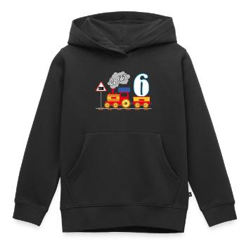 Sixième anniversaire, enfin 6 ans - Sweat Premium à capuche enfant bio - noir - Devant - AI Model Kid Male (0cm)
