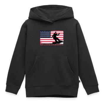 Snowboard Snowboard Snowboard Snowboard Vacances - Sweat Premium à capuche enfant bio - noir - Devant - AI Model Kid Male (0cm)