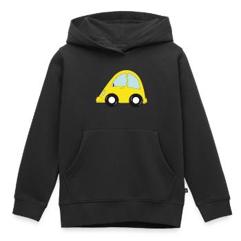 voiture jaune - Sweat Premium à capuche enfant bio - noir - Devant - AI Model Kid Male (0cm)