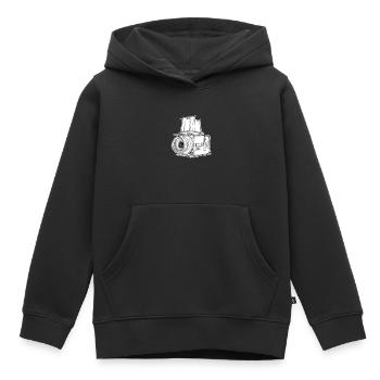 cam 2 - Kinder Premium Organic Hoodie - Schwarz - Vorne - AI Model Kid Male (0cm)