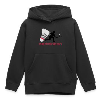 badminton_022011_y_3c - Kinder Premium Organic Hoodie - Schwarz - Vorne - AI Model Kid Male (0cm)