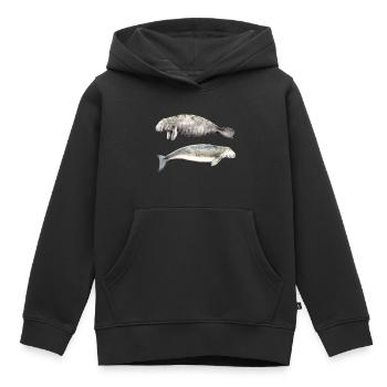 Sea cows: manatee and dugong - Kids Premium Organic Hoodie - black - Front - AI Model Kid Male (0cm)