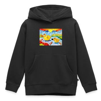 Glückliche Farbe Glückliche Welt - Kinder Premium Organic Hoodie - Schwarz - Vorne - AI Model Kid Male (0cm)