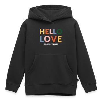 bonjour amour au revoir haine - Sweat Premium à capuche enfant bio - noir - Devant - AI Model Kid Male (0cm)