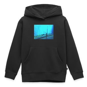 Turquoise - Sweat Premium à capuche enfant bio - noir - Devant - AI Model Kid Male (0cm)