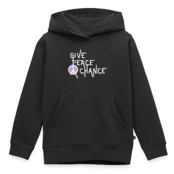 Paix, Citation, Jour de Paix, Signe de Paix - Sweat Premium à capuche enfant bio - noir - Devant - AI Model Kid Male (0cm)