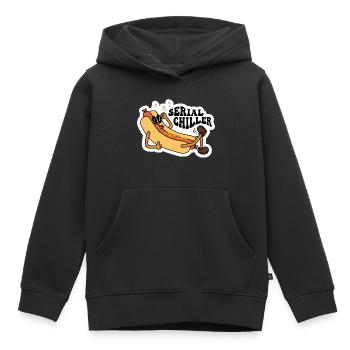Serial Chiller Sarcastic Hot Dog Design - Kids Premium Organic Hoodie - black - Front - AI Model Kid Male (0cm)