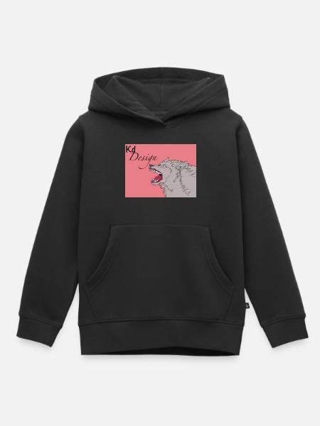 Wild wolf design - Sweat Premium à capuche enfant bio - noir