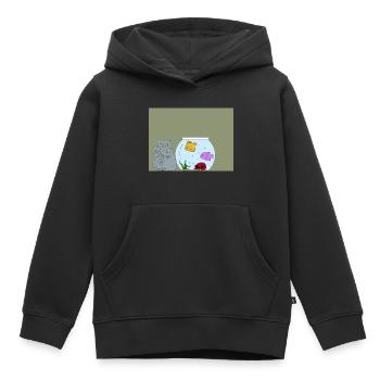 Cartoon cat - Sweat Premium à capuche enfant bio - noir - Devant - AI Model Kid Male (0cm)