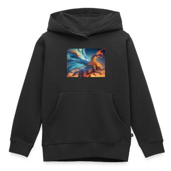 Ciel bleu rouge avec une créature générée par l’IA - Sweat Premium à capuche enfant bio - noir - Devant - AI Model Kid Male (0cm)